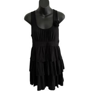 American Dream Women's Black Casual Sleeveless Layer Dress Medium M